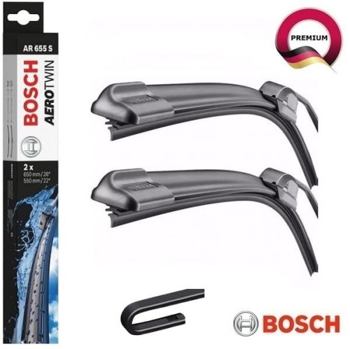 TERGI BOSCH AEROTWIN RETROFIT AR 655 S: Coppia Spazzole Tergicristallo (65cm E 55cm) Per Guida A Sinistra