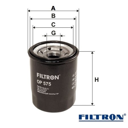 Filtr oleju Filtron OP575 wymiary