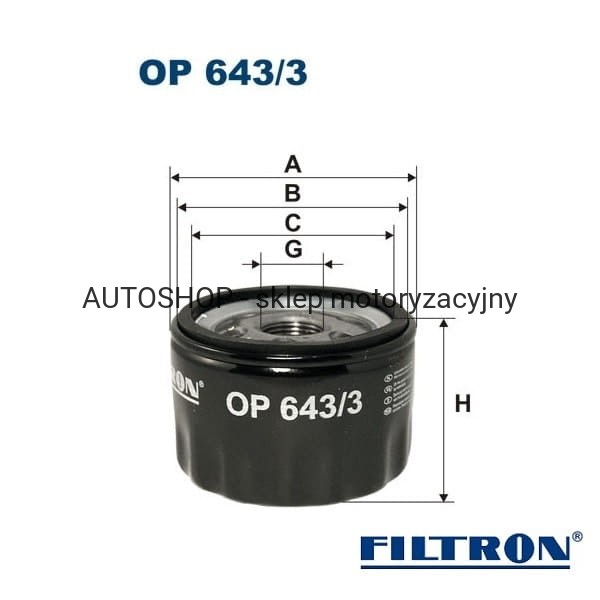 Filtr oleju Filtron OP643/3 - wymiary