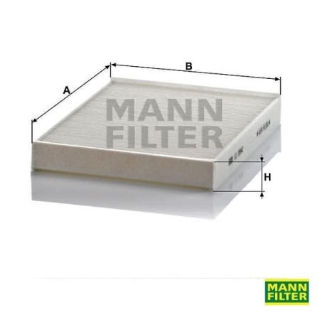 Filtr kabinowy Mann Filter CUK2842 wymiary