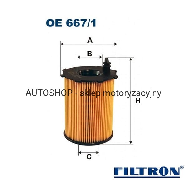 Filtr oleju Filtron OE667/1 - wymiary