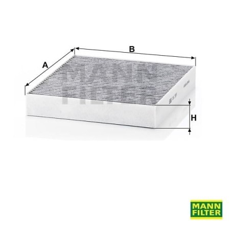 Filtr kabinowy węglowy Mann Filter CUK2559 wymiary