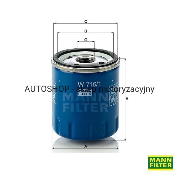 Filtr oleju Mann Filter W716/1 wymiary