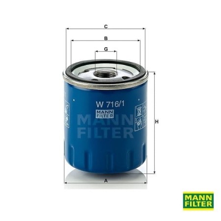 Filtr oleju Mann Filter W716/1 wymiary