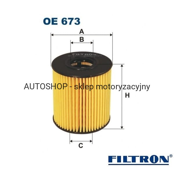 Filtr oleju Filtron OE673 - wymiary