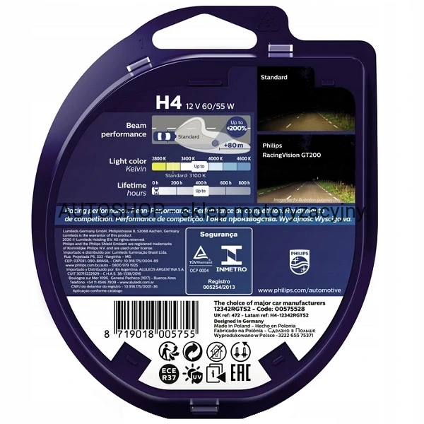 Żarówka halogenowa Philips Rancing Vision GT 200 H4