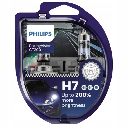 Przejdź do produktu Żarówka PHILIPS 12V H7 RacingVision GT200 +200% 2szt.