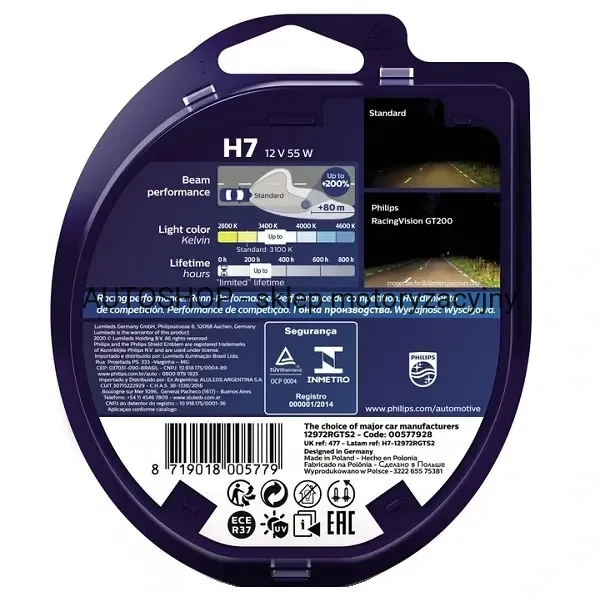 Philips Żarówki Racing Vision GT200 200 H7 12V