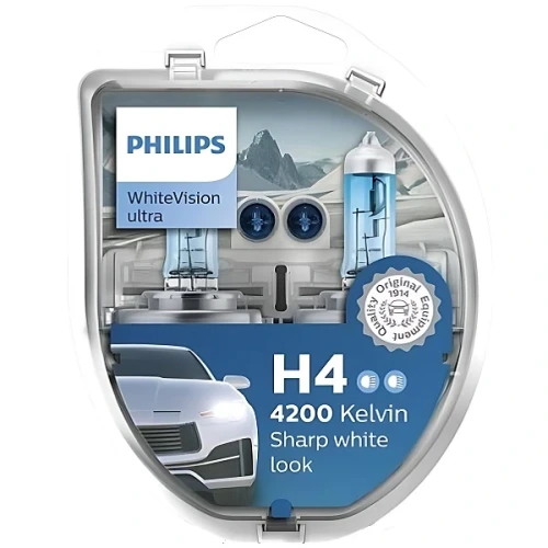 Przejdź do produktu Żarówka PHILIPS 12V H4 White Vision Ultra 4200K 2szt. (WYPRZEDAŻ)