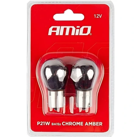 Żarówka sygnalizacyjna AMIO Chrome Amber P21W 12V