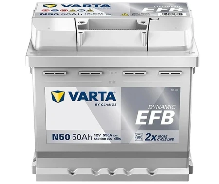 Akumulator rozruchowy EFB Varta N50 50Ah/550A no. kat. 550500055