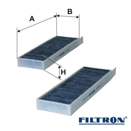 Filtr kabinowy węglowy Filtron K1227A-2x wymiary