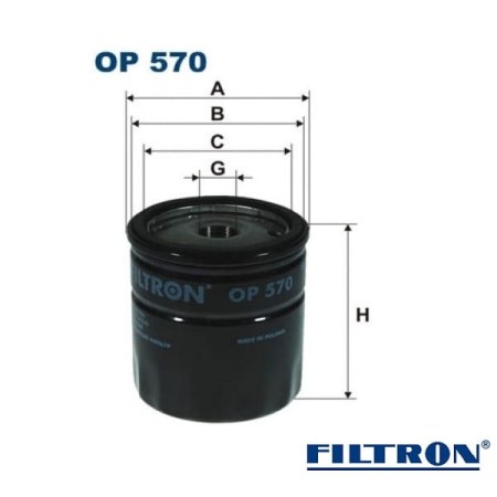 Filtr oleju Filtron OE570 - wymiary