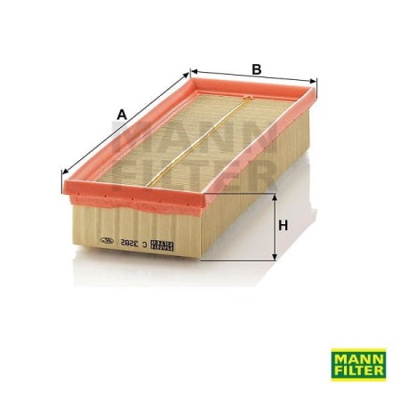 Filtr powietrza Mann Filter C3282 wymiary