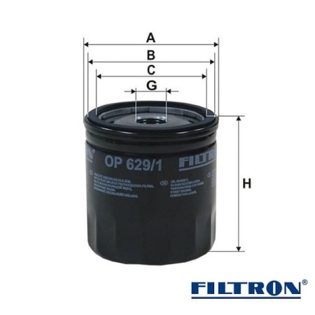 Filtr oleju Filtron OP629/1- wymiary