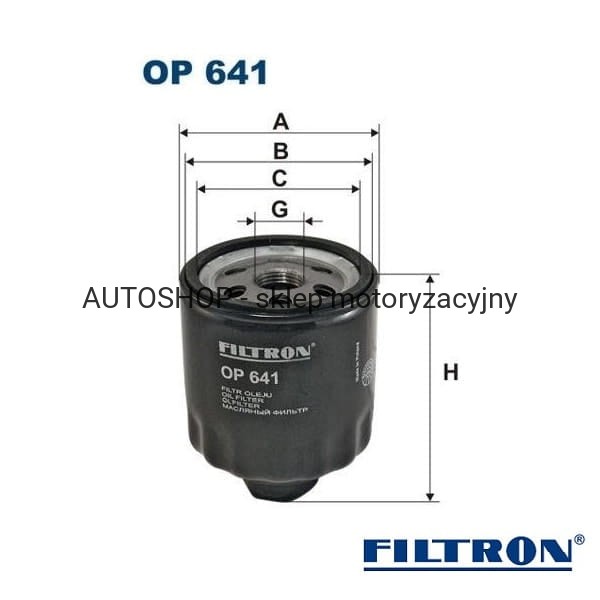 Filtr oleju Filtron OP641 - wymiary