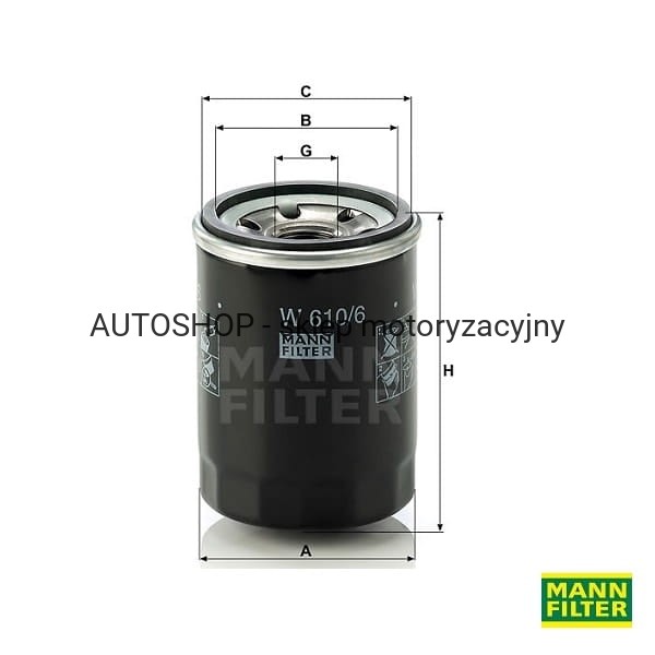 Filtr oleju Mann Filter 610/6-wymiary
