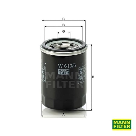 Filtr oleju Mann Filter 610/6-wymiary