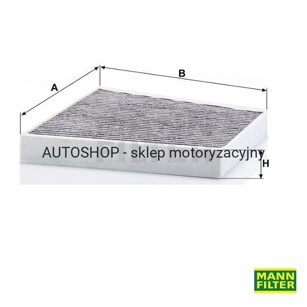 Filtr kabinowy węglowy Mann Filter CUK3172 wymiary