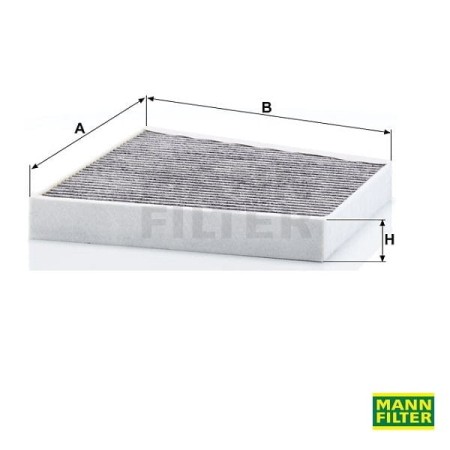 Filtr kabinowy węglowy Mann Filter CUK3172 wymiary