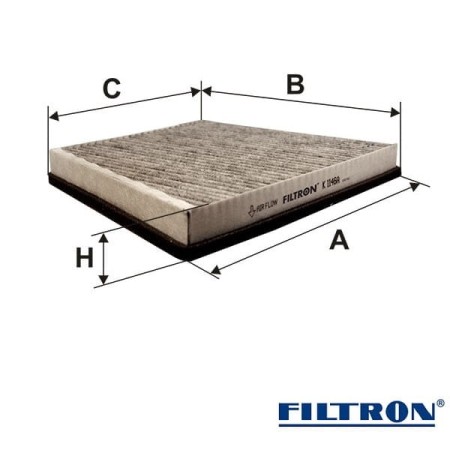 Filtr kabinowy węglowy Filtron K1146A wymiary