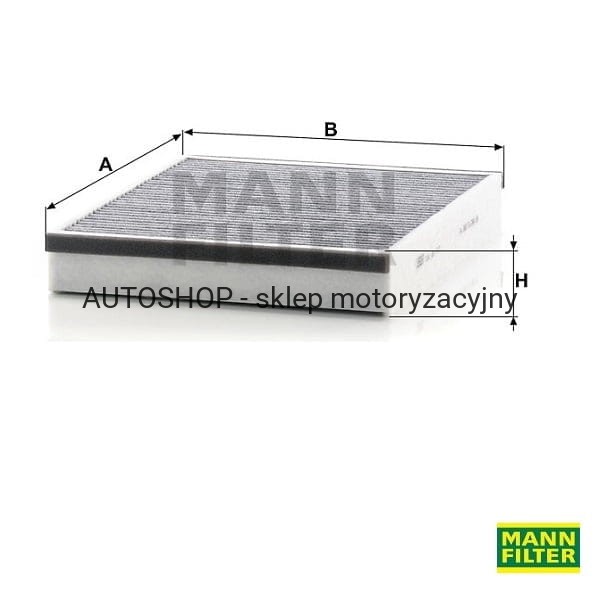Filtr kabinowy węglowy Mann Filter CUK25007 wymiary