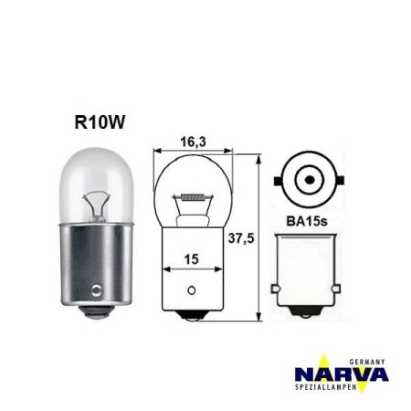Żarówka Narva R5W no.17171 wymiary