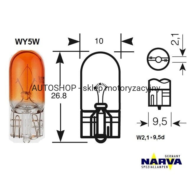 Żarówka sygnalizacyjna Narva WY5W no.17169