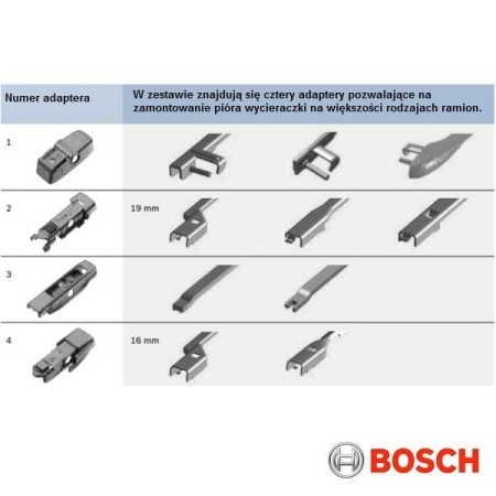 Wycieraczka Bosch AeroTwin AP450U adaptery