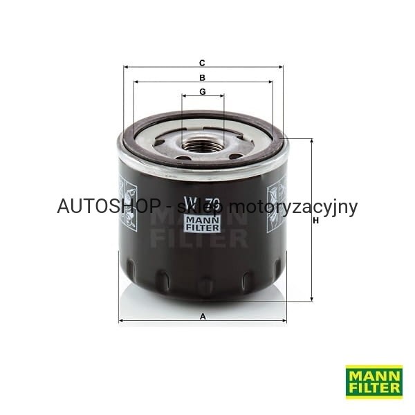 Filtr oleju Mann Filter W79 wymiary