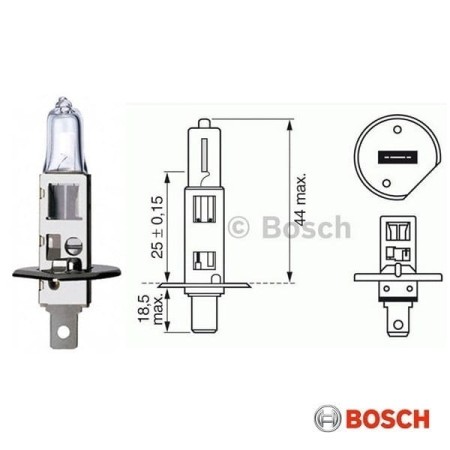 Żarówka halogenowa Bosch H1 Pure Light no. 1987301005 wymiary