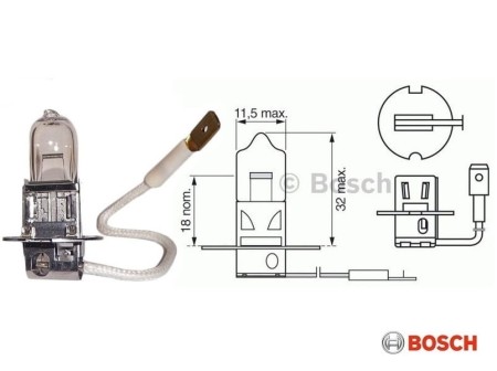 Żarówka halogenowa Bosch H3 Pure Light no. 1987301006 wymiary