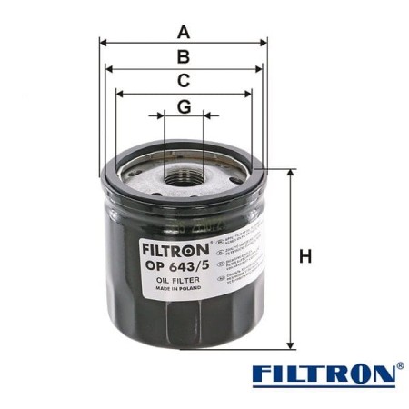 Filtr oleju Filtron OP643/5 wymiary