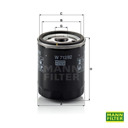 Filtr oleju Mann Fliter W712/82 wymiary