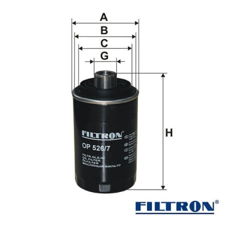 Filtr oleju Filtron OP526/7 wymiary