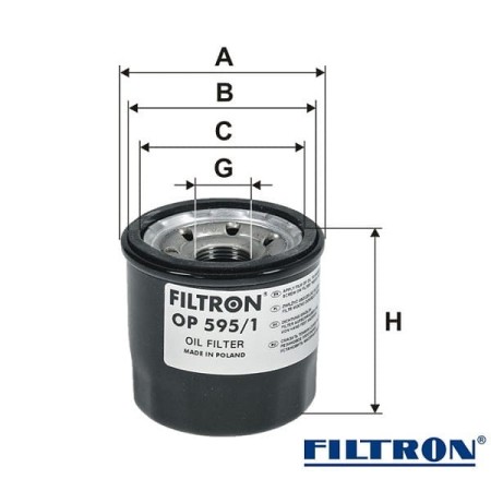 Filtr oleju Filtron OP595/1- wymiary
