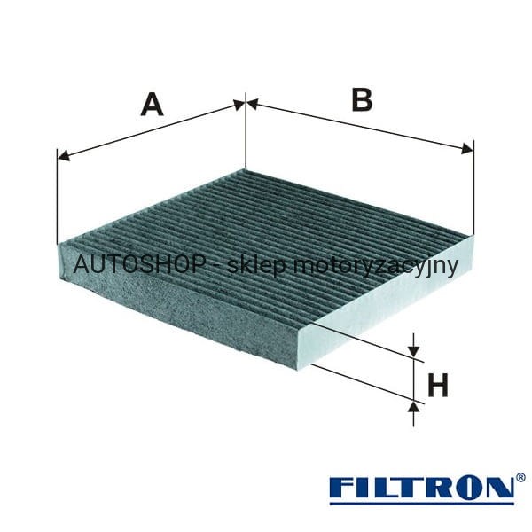 Filtr kabinowy węglowy Filtron K1187A wymiary