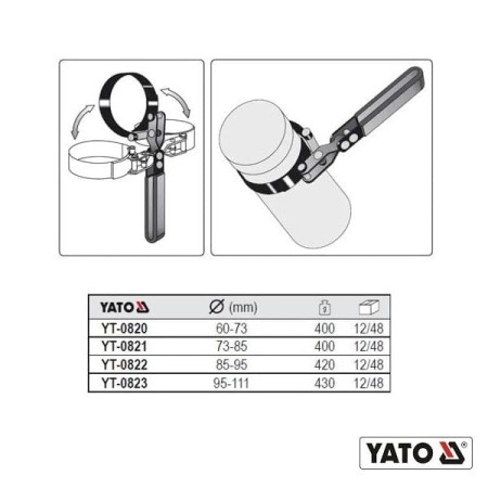 Klucz opaskowy do filtra oleju Yato no. katalog. YT-0820 - 0822