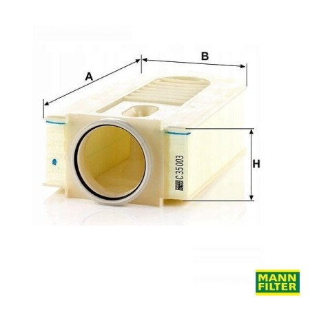 Filtr powietrza Mann Filter C35003 wymiary