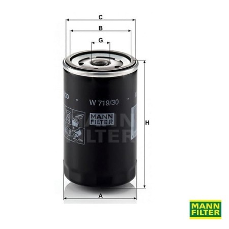 Filtr oleju Mann Filter W719/30 - wymiary