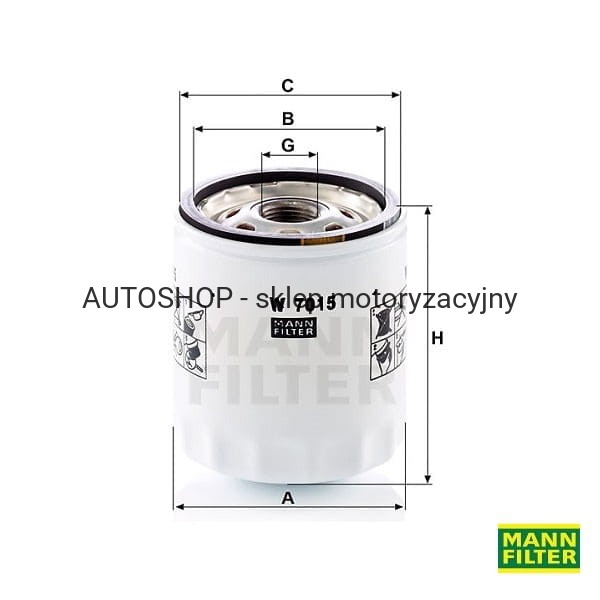 Filtr oleju Mann Filter W7015 wymiary