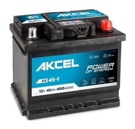 Akumulator AKCEL 12V 45Ah 400A P+