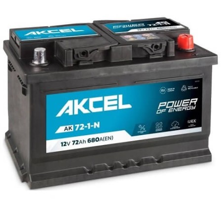 Akumulator AKCEL 12V 72Ah 680A P+