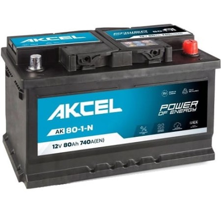 Akumulator Akcel 80Ah/740A P+