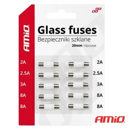 Bezpieczniki szklane mini 20mm 10 szt.