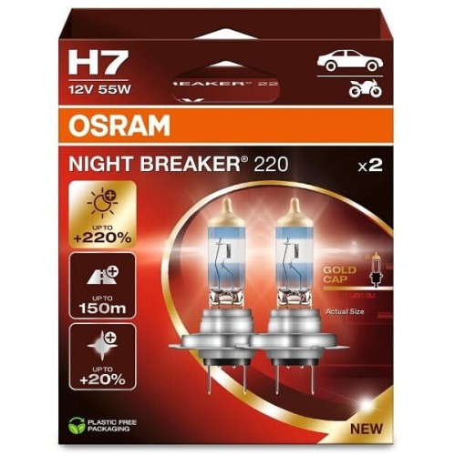 Przejdź do produktu Żarówka OSRAM H7 Night Breaker 220 + 220% 12V 55W 2szt.