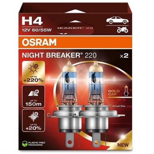 Przejdź do produktu Żarówka OSRAM H4 Night Breaker 220 +220%  12V 60/55W  2szt.
