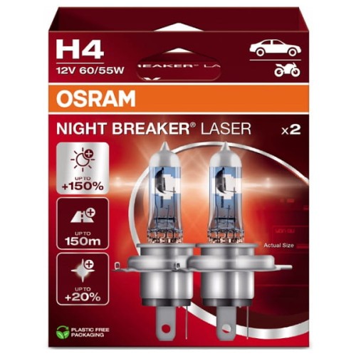 Przejdź do produktu Żarówka OSRAM H4 Night Breaker Laser +150% 12V 60/55W 2szt.