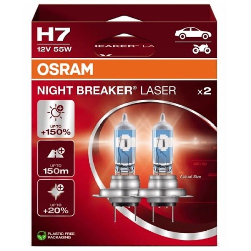 Przejdź do produktu Żarówka OSRAM H7 Night Breaker Laser + 150% 12V 55W 2szt