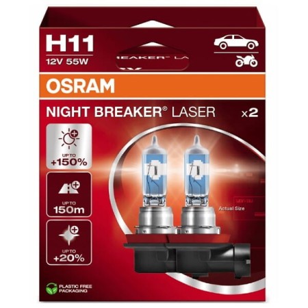 Żarówka halogenowa H11 Osram Night Breaker Laser 150%